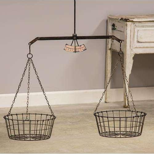 Hanging Scale w/ Two Wire Baskets - The Fox Decor