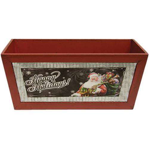 Happy Holidays Rectangle Box Wood CWI+ 