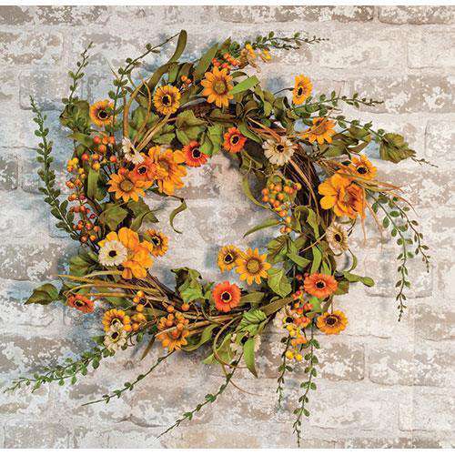Harvest Daisy Garden Wreath, 22" Fall CWI+ 