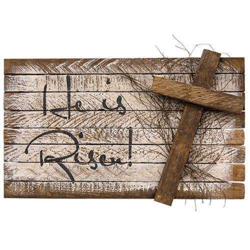 He Is Risen Lath Sign Wall Decor CWI+ 