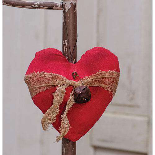 Heart Ornament w/ Rusty Bell Valentine Decor CWI+ 