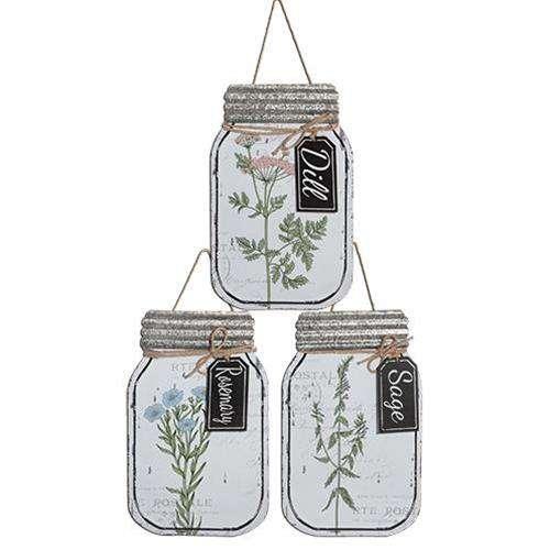 Herb Mason Jar Sign, 3 Asst. CHD Signs & Wall Accents CWI+ 