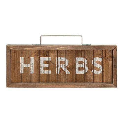 *Herbs Slatted Wood Sign w/ Handle Garden CWI+ 