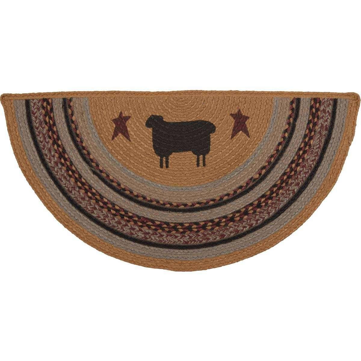 Heritage Farms Sheep Jute Braided Rug Oval/Half Circle rugs VHC Brands 16.5X33 inch Half Circle 