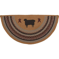 Thumbnail for Heritage Farms Sheep Jute Braided Rug Oval/Half Circle rugs VHC Brands 16.5X33 inch Half Circle 