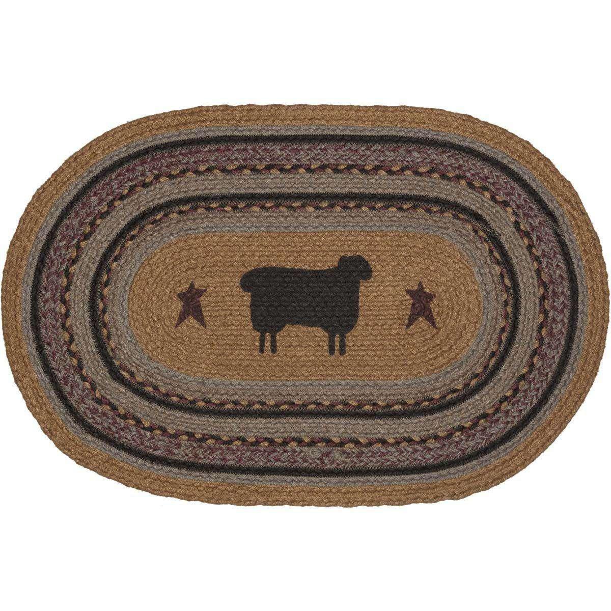 Heritage Farms Sheep Jute Braided Rug Oval/Half Circle rugs VHC Brands 20x30 inch Oval 