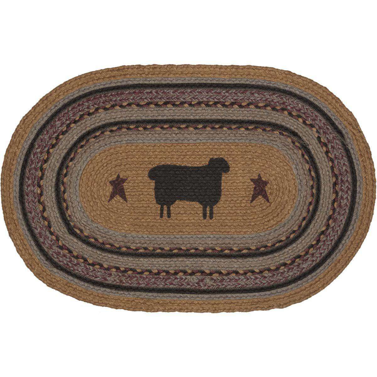 Heritage Farms Sheep Jute Braided Rug Oval/Half Circle rugs VHC Brands 20x30 inch Oval 