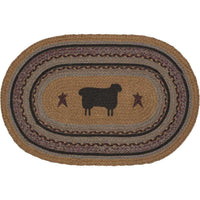 Thumbnail for Heritage Farms Sheep Jute Braided Rug Oval/Half Circle rugs VHC Brands 20x30 inch Oval 