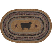 Thumbnail for Heritage Farms Sheep Jute Braided Rug Oval/Half Circle rugs VHC Brands 20x30 inch Oval 