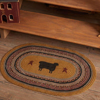 Thumbnail for Heritage Farms Sheep Jute Braided Rug Oval/Half Circle rugs VHC Brands 