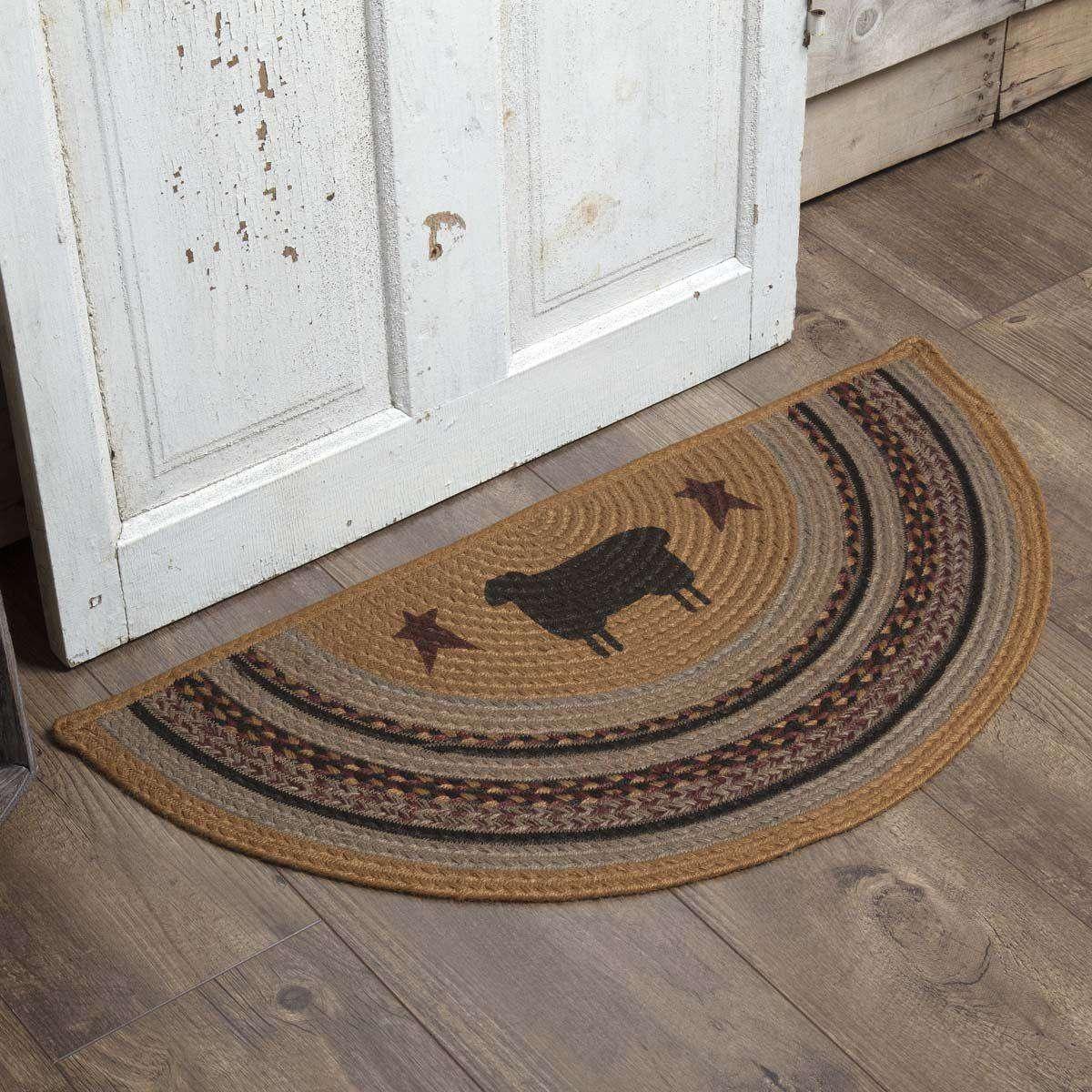 Heritage Farms Sheep Jute Braided Rug Oval/Half Circle rugs VHC Brands 