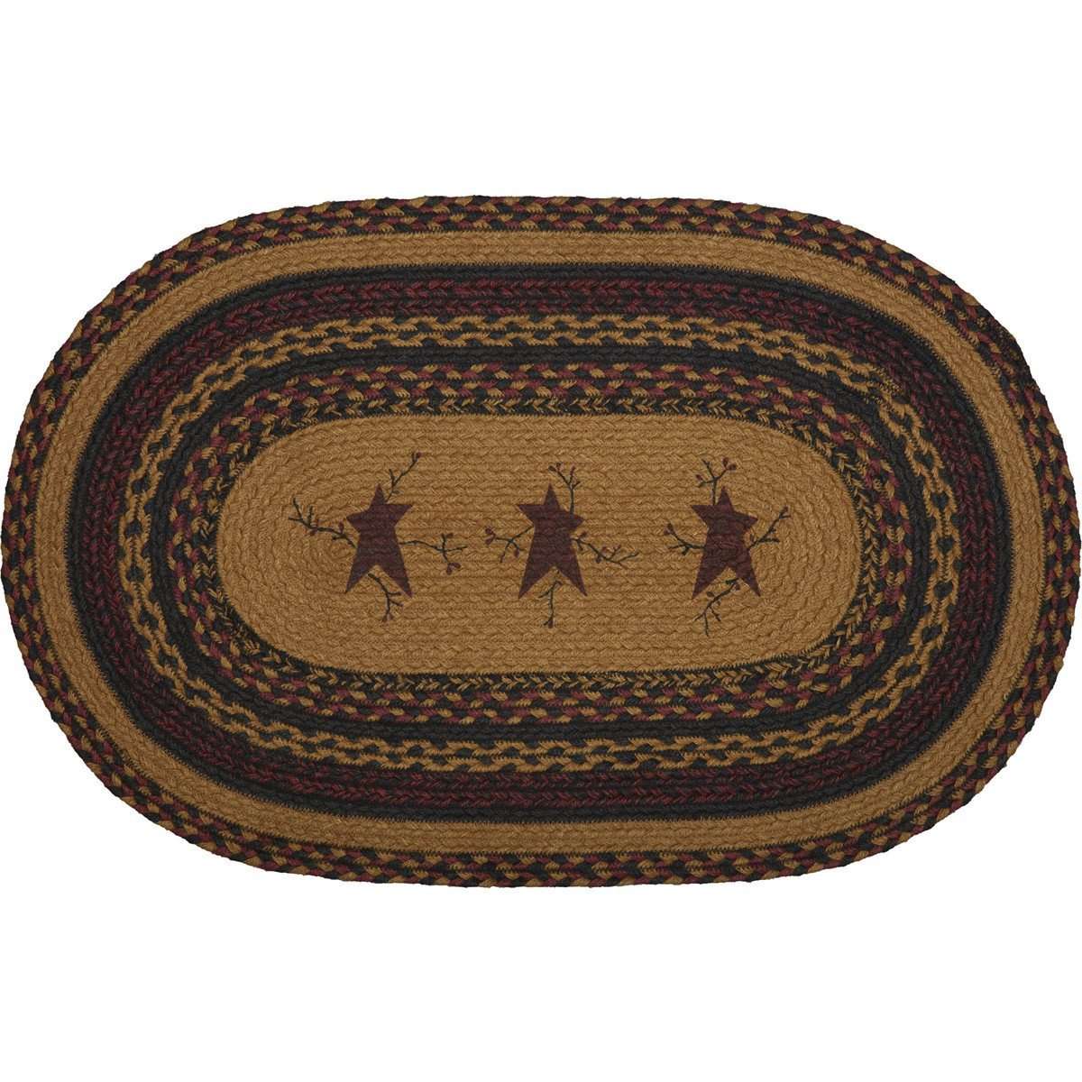 Heritage Farms Star and Pip Jute Braided Rug Oval rugs VHC Brands 20x30 inch 