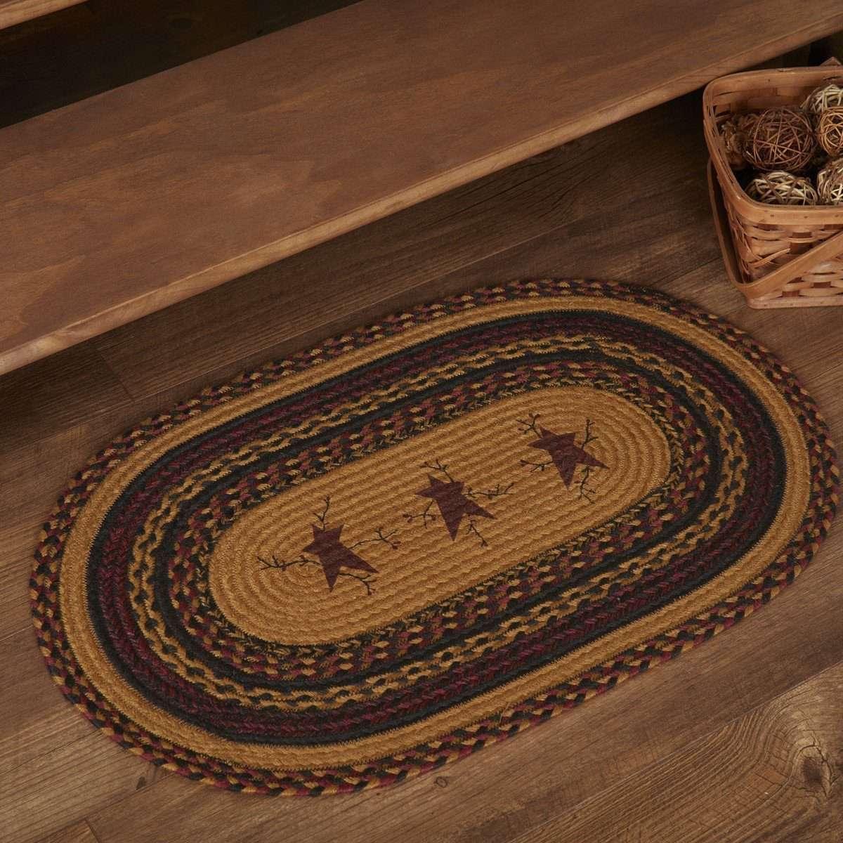 Heritage Farms Star and Pip Jute Braided Rug Oval - The Fox Decor