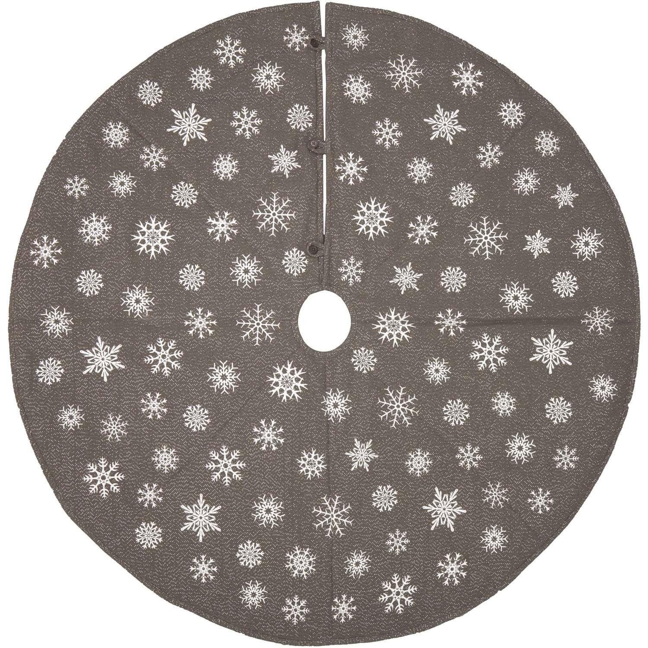 Snowflake Burlap Grey Christmas Tree Skirt 55 VHC Brands - The Fox Decor