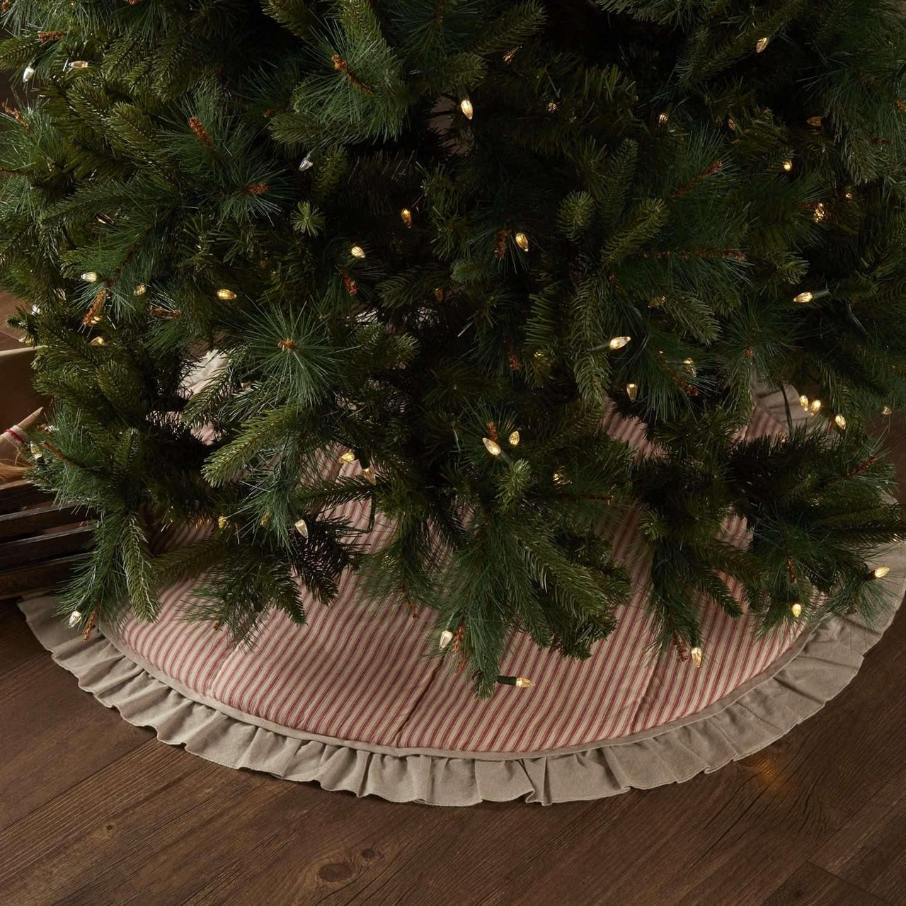 Sawyer Mill Red Ticking Stripe Tree Skirt 55