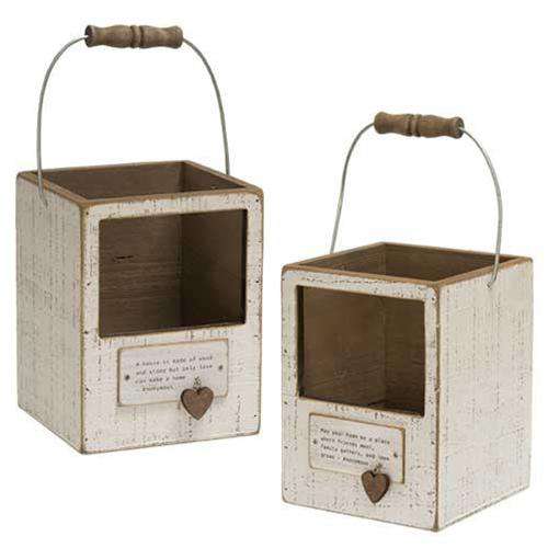 Home Charm Lantern Box, 2 Asst. Wood CWI+ 