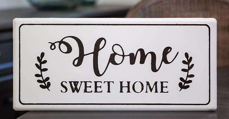 Home Sweet Home White Metal Wall Sign Metal Signs CWI+ 