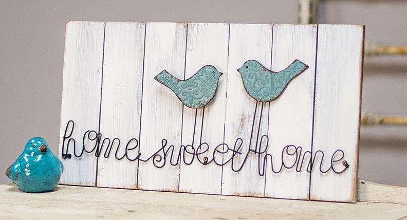Home Sweet Home Wire Bird Sign - The Fox Decor