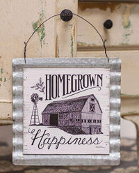 Thumbnail for Homegrown Happiness Wood & Corrugated Metal Wall Sign - The Fox Decor