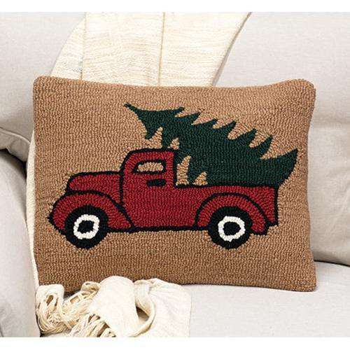 Hooked Truck Pillow, 14"x18" General VHC Brands 