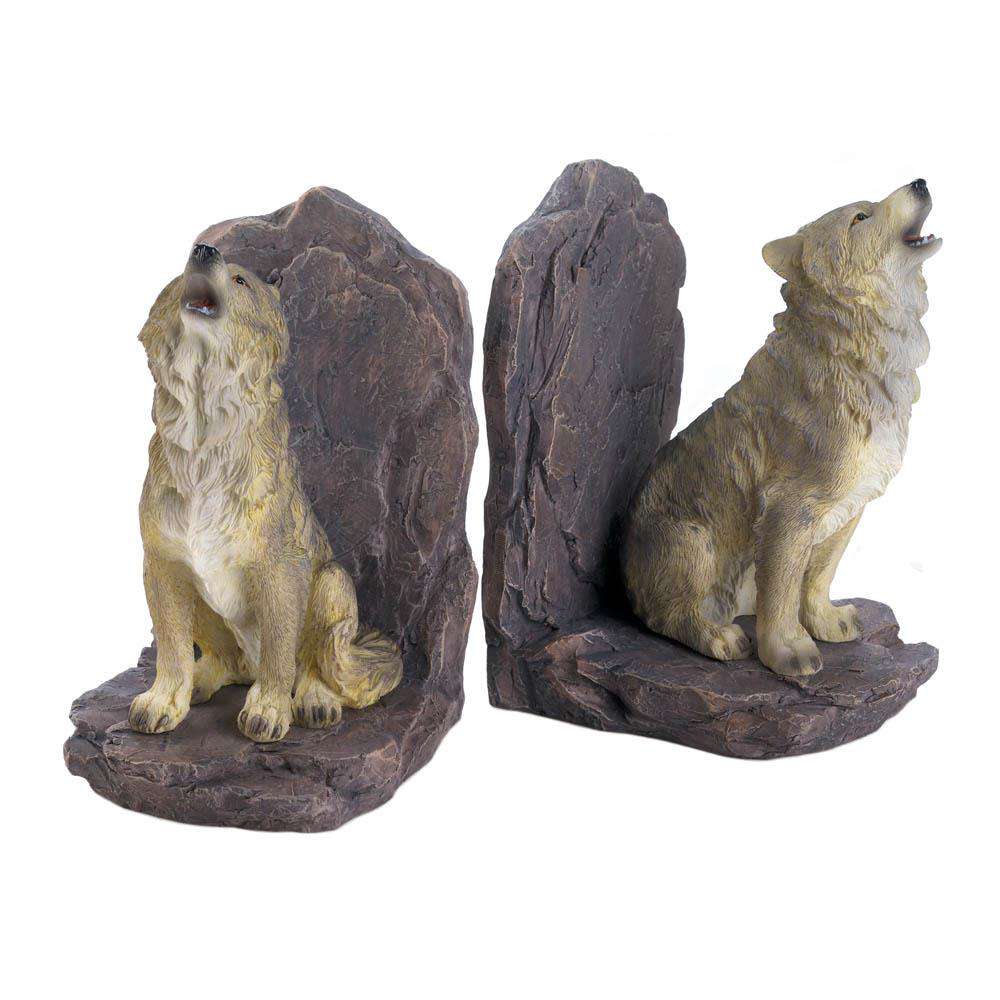 Howling Wolf Bookends Dragon Crest 