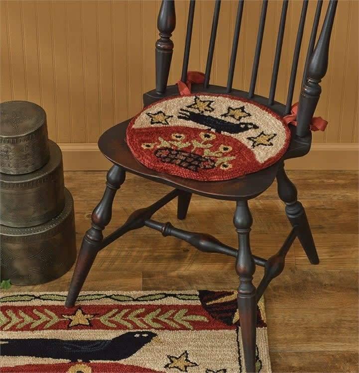 Folk Crow Hooked Chair Pad Park Designs - The Fox Decor