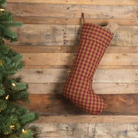 Thumbnail for Burgundy Check Stocking 12x20 VHC Brands - The Fox Decor