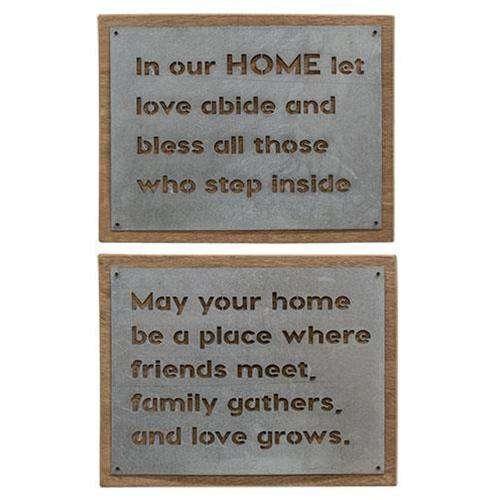 In Our Home Metal Sign, 2 Asst. Valentine Decor CWI+ 