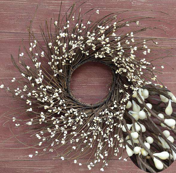 Ivory Pip Twig Wreath, 16" - The Fox Decor