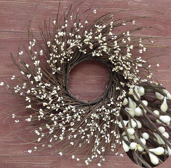 Ivory Pip Twig Wreath, 16" Rings/Wreaths CWI+ 