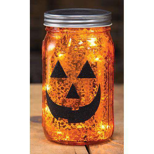 Jack-O'-Lantern Lit Mason Jar Lighting CWI+ 