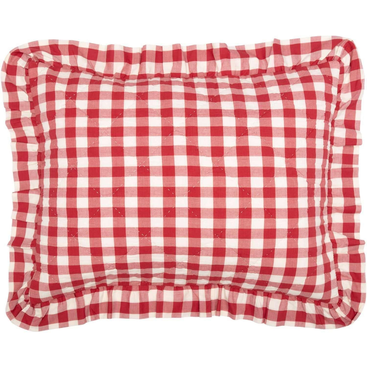 Annie Buffalo Red Check Ruffled Standard Sham 21x27 VHC Brands - The Fox Decor