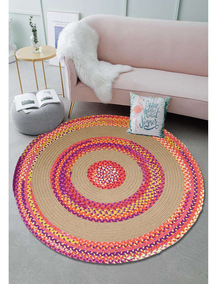 Jute & Cotton Multi-colored Chindi Braided Rug Reversible rug The Fox Decor 