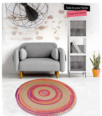 Thumbnail for Jute & Cotton Multi-colored Chindi Braided Rug Reversible - The Fox Decor