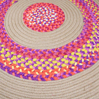 Thumbnail for Jute & Cotton Multi-colored Chindi Braided Rug Reversible - The Fox Decor