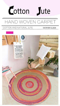 Thumbnail for Jute & Cotton Multi-colored Chindi Braided Rug Reversible - The Fox Decor