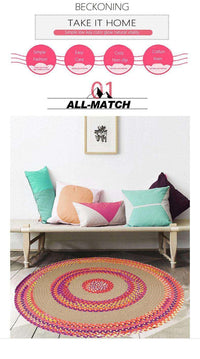 Thumbnail for Jute & Cotton Multi-colored Chindi Braided Rug Reversible - The Fox Decor