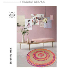 Thumbnail for Jute & Cotton Multi-colored Chindi Braided Rug Reversible - The Fox Decor