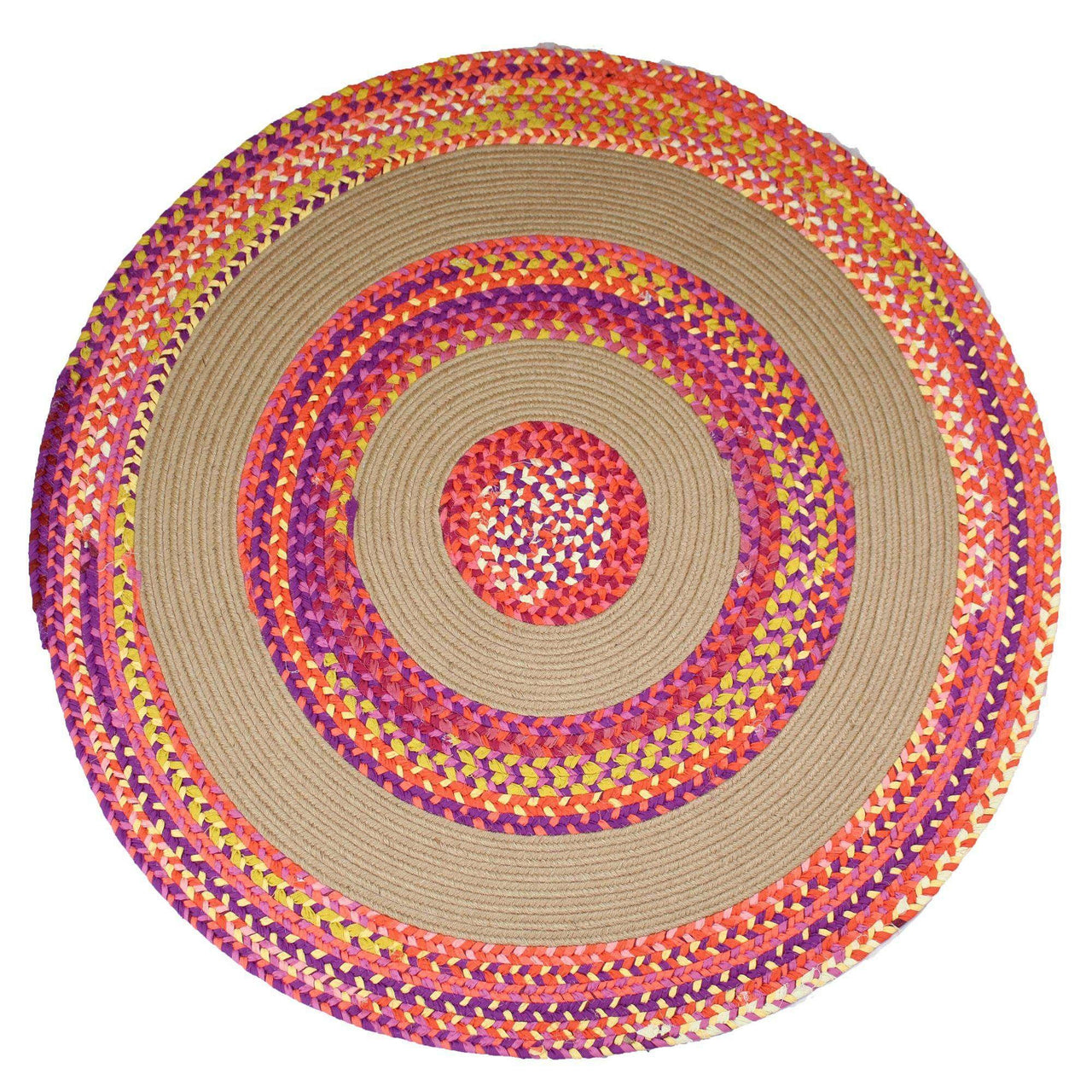 Jute & Cotton Multi-colored Chindi Braided Rug Reversible - The Fox Decor