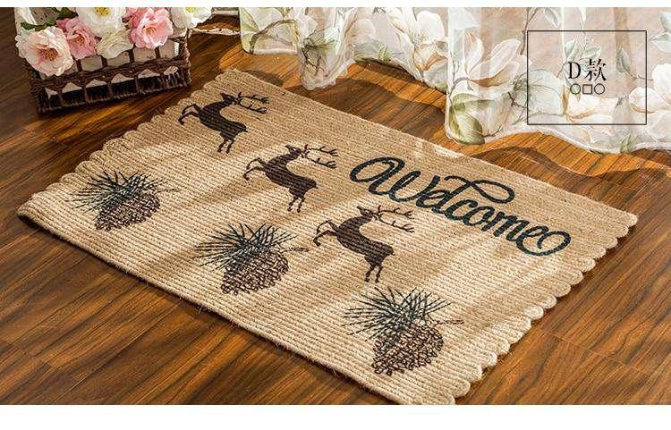 Jute Door Mat Anti-Skip Dirtproof Kitchen Balcony Braided Mat rug The Fox Decor 