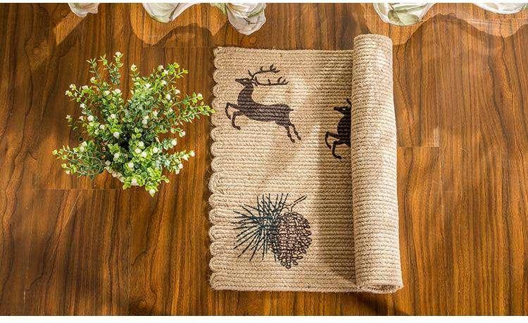 Jute Door Mat Anti-Skip Dirtproof Kitchen Balcony Braided Mat rug The Fox Decor 