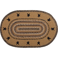 Thumbnail for Kettle Grove Jute Braided Rug Stencil Stars Border Oval 20x30 VHC Brands Rugs VHC Brands 20