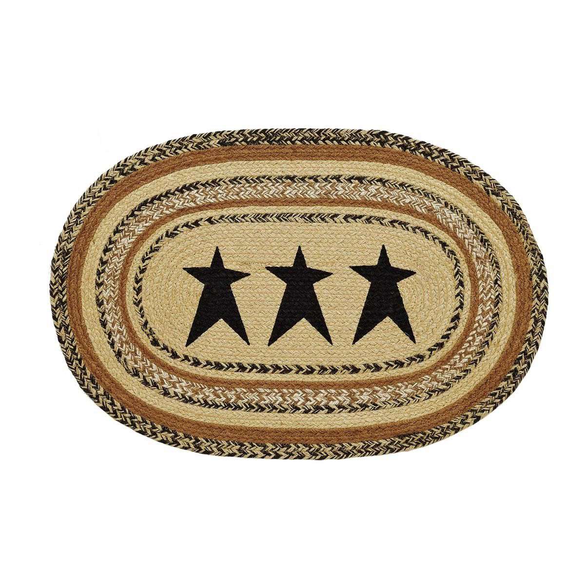 Kettle Grove Jute Braided Rugs Oval Stencil Star VHC Brands Rugs VHC Brands 20"X30" 