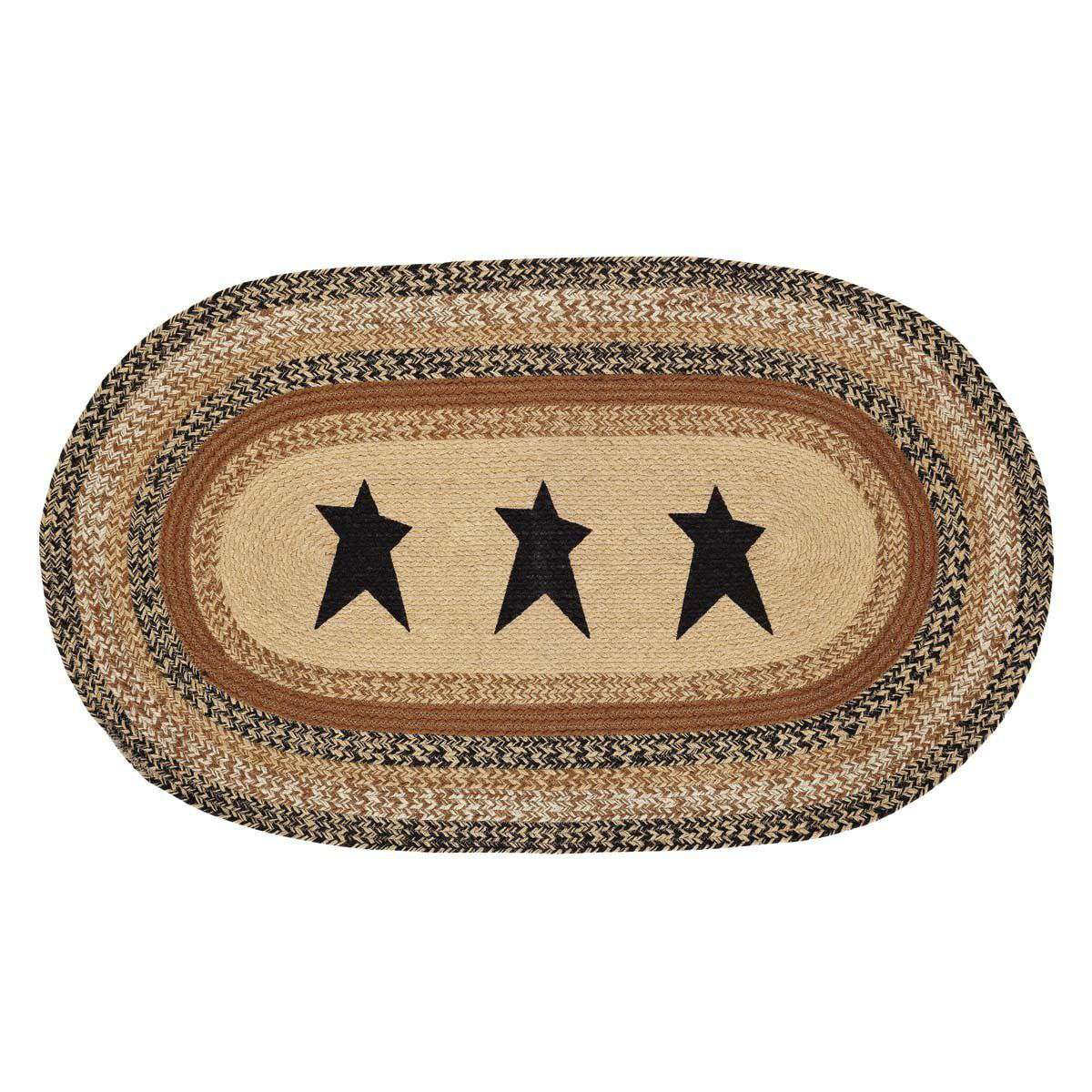 Kettle Grove Jute Braided Rugs Oval Stencil Star VHC Brands Rugs VHC Brands 36" x 60" 