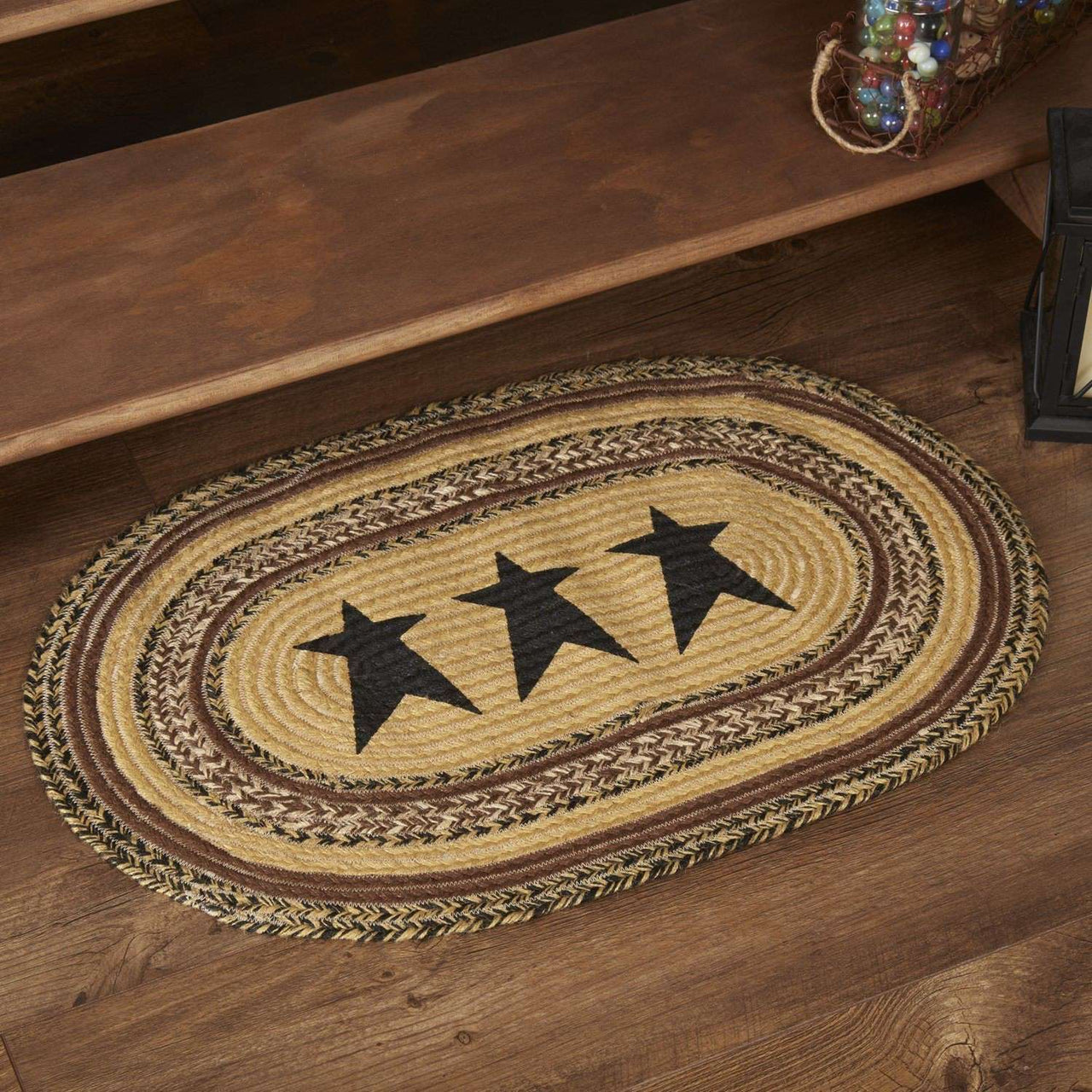 Kettle Grove Jute Braided Rugs Oval Stencil Star VHC Brands Rugs VHC Brands 