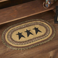 Thumbnail for Kettle Grove Jute Braided Rugs Oval Stencil Star VHC Brands Rugs VHC Brands 