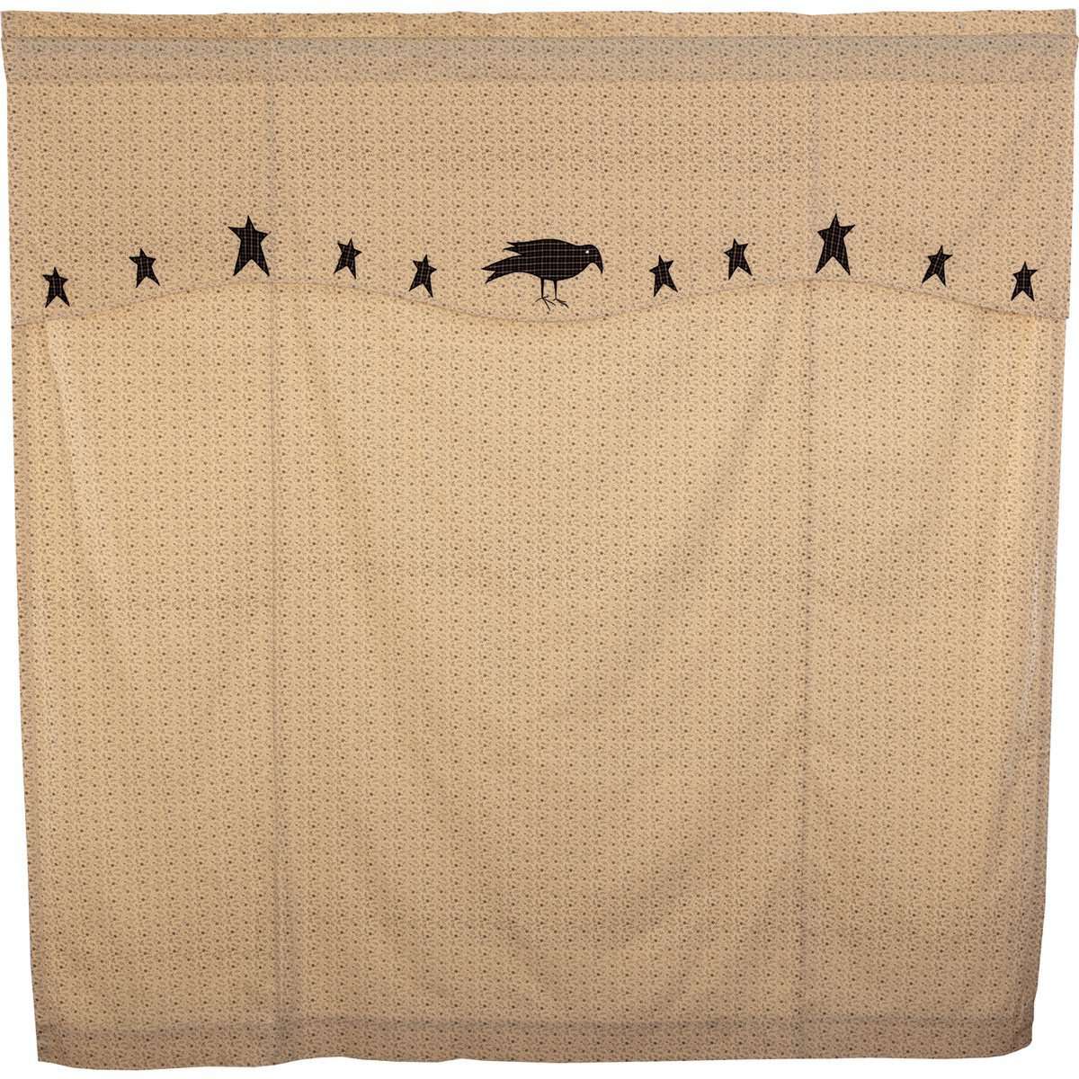 Kettle Grove Shower Curtain with Attached Applique Crow and Star Valance 72"x72" curtain VHC Brands 