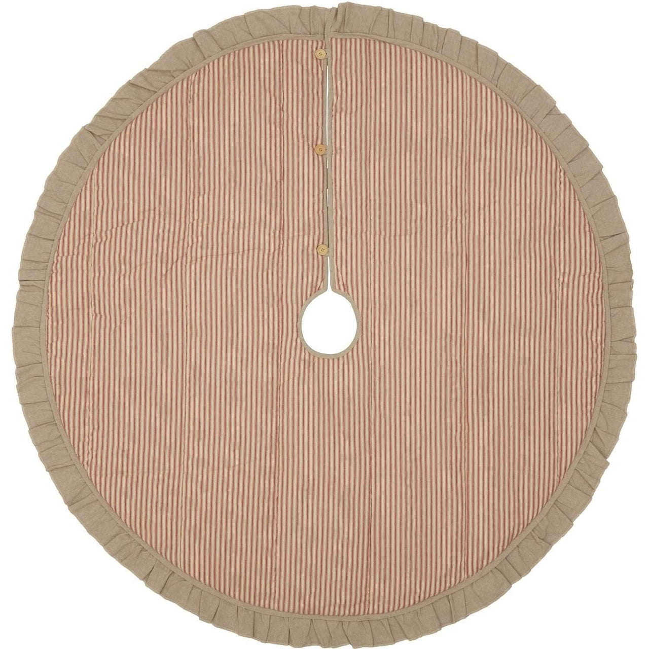 Sawyer Mill Red Ticking Stripe Christmas Tree Skirt 60 VHC Brands - The Fox Decor