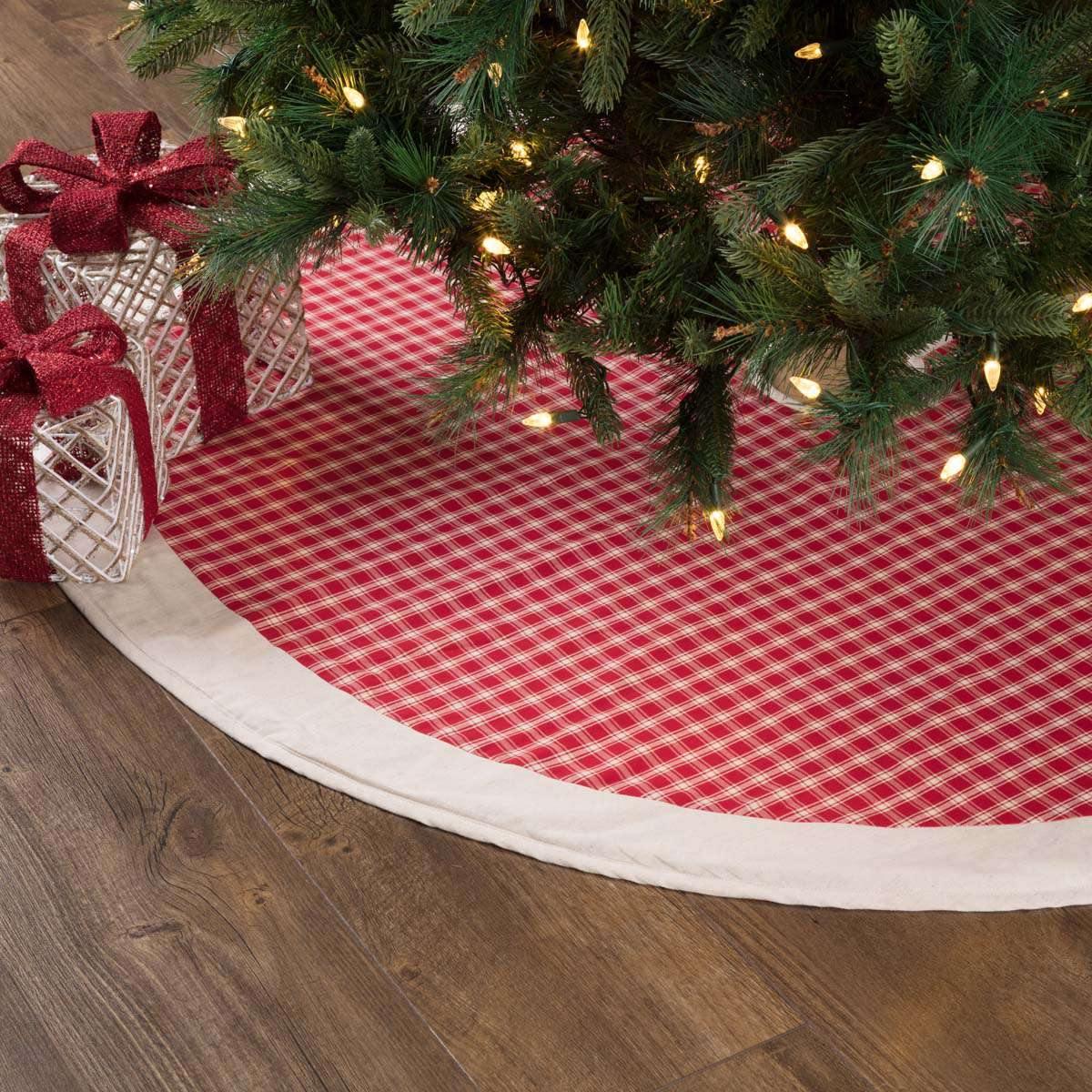 Red Plaid Christmas Tree Skirt 55 VHC Brands - The Fox Decor