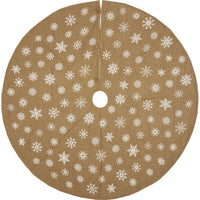 Snowflake Burlap Natural Christmas Tree Skirt 60 VHC Brands - The Fox Decor